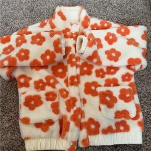ROOLEE Floral Fleece Jacket with Orange Flowers